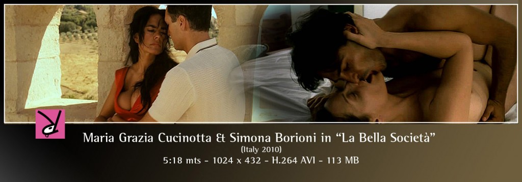 Maria Grazia Cucinotta and Simona Borioni nude in La Bella Società
