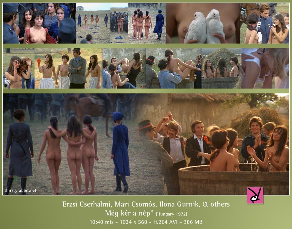 Ilona Gurnik, Erzsi Cserhalmi, Éva Spányik, and others nude in Miklós Jancsó's Red Psalm